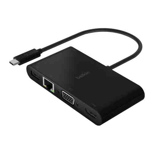 Адаптер Belkin USB-C (GB-ethernet HDMI VGA USB-A 3.0) черный (AVC004btBK)