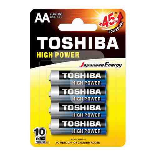 Батарея Toshiba High Power Alkaline AA LR6GCP BP-4 блистер 4шт