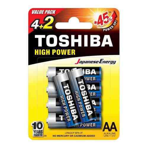 Батарея Toshiba High Power Alkaline AA LR6GCP BP-6 блистер 6шт