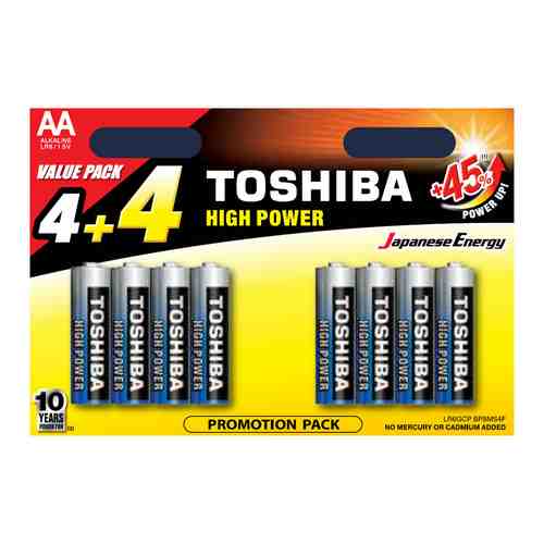 Батарея Toshiba High Power Alkaline AA LR6GCP BP-8 блистер 8шт