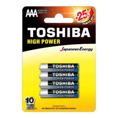 Батарея Toshiba High Power Alkaline AAA LR03GCP BP-4 блистер 4шт