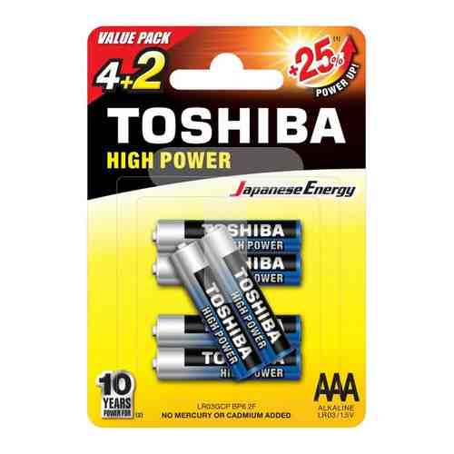 Батарея Toshiba High Power Alkaline AAA LR03GCP BP-6 блистер 6шт