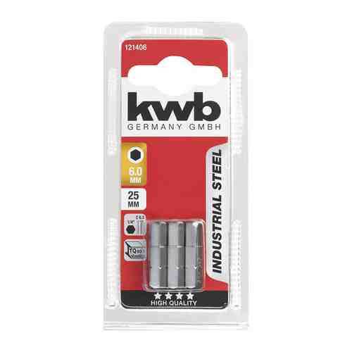 Бита Kwb INDUSTRY HEX6 25мм 3шт 121406