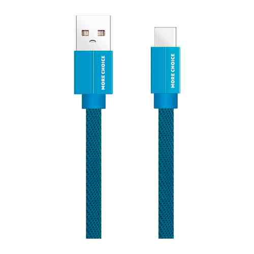 Дата-кабель MoreChoice USB 2.1A для Type-C плоский K20a нейлон 1м (Blue)