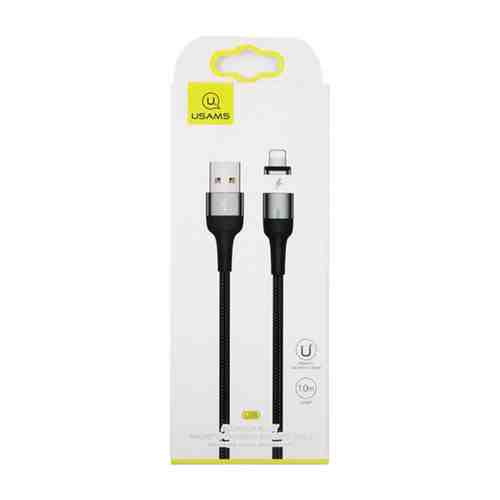 Дата-кабель Usams US-SJ326 U28 USB - Lightning 3A (1 м) с индикатором магнитный нейлоновая оплетка серый (SJ326USB