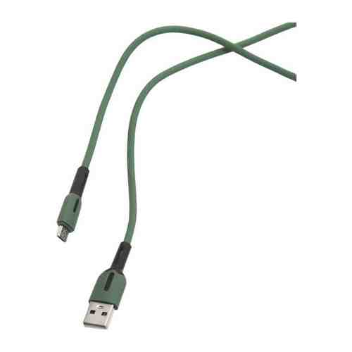 Кабель Usams SJ432 USB - micro USB с индикатором (1 м) силиконовый темно-зеленый (SJ432USB02)