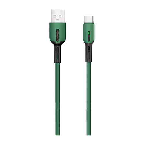 Кабель Usams SJ433 USB - Type-C с индикатором (1 м) силиконовый темно-зеленый (SJ433USB02)