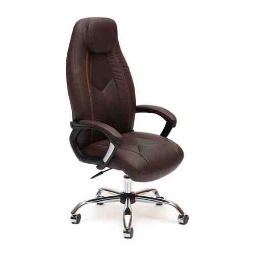 Кресло Tetchair BOSS (хром) (кож/зам коричневый/коричневый перфорированный 2 TONE/2 TONE /06)