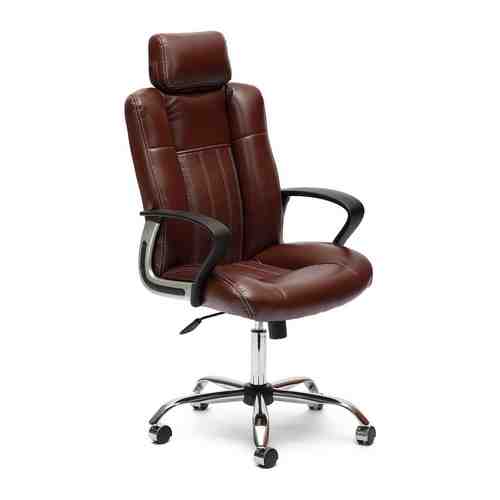 Кресло Tetchair OXFORD хром (кож/зам коричневый/коричневый перфорированный 2 TONE/2 TONE /06)