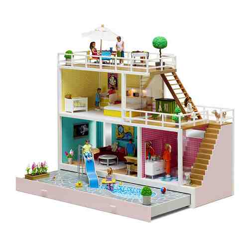 Кукольный домик с освещением Lundby Стокгольм с бассейном LB_60903200