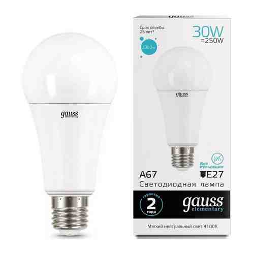 Лампа GAUSS LED Elementary A 67 30 W E 27 4100 K 73229