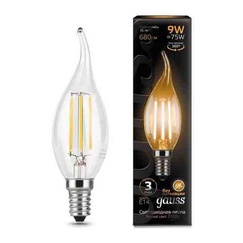 Лампа GAUSS LED Filament Свеча на ветру E14 9W 680lm 2700K 104801109 Упаковка 10шт