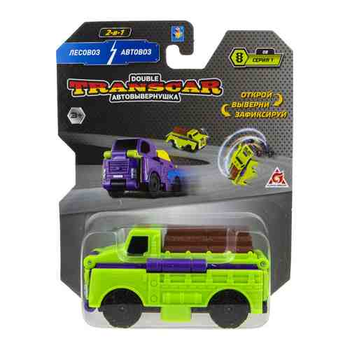 Машинка 1 Toy Transcar Double: Лесовоз – Автовоз 8 см блистер