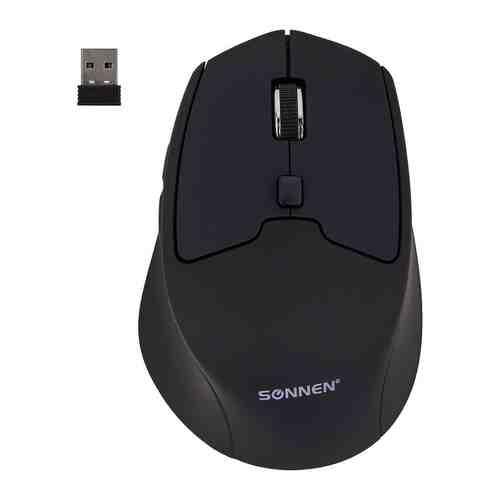 Мышь беспроводная Sonnen V33 USB 800/1200/1600 dpi 6 кнопок оптическая черная SOFT TOUCH 513517