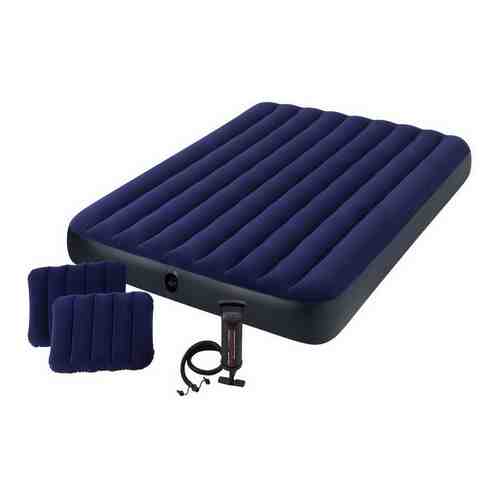 Надувной матрас Intex Classic Downy Airbed Fiber-Tech 152х203х25см с подушками и насосом 64765