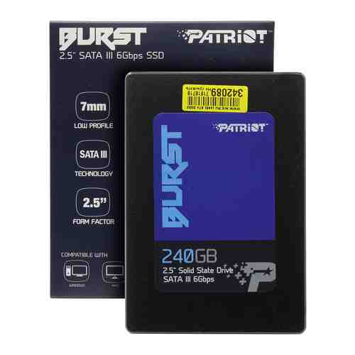 Накопитель SSD Patriot SATA III 240Gb PBU240GS25SSDR Burst 2.5''