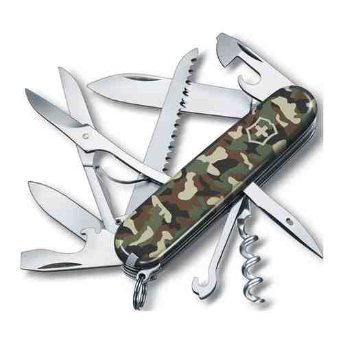 Нож перочинный Victorinox Huntsman 91 мм 15 функций зелёный камуфляж