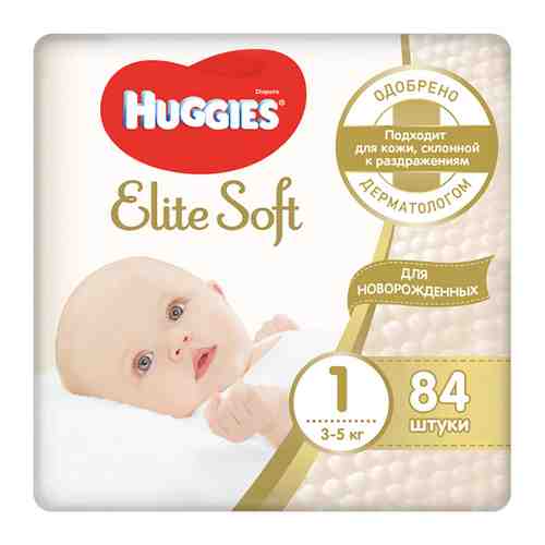 Подгузники Huggies Элит Софт 1 (3-5 кг) 84 шт. NEW