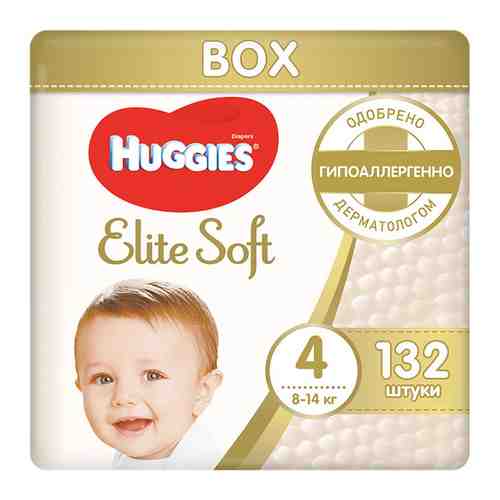 Подгузники Huggies Элит Софт 4 (8-14кг) 132шт BOX