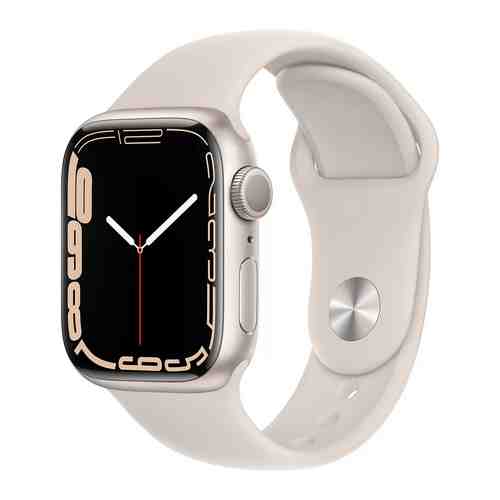 Умные часы Apple Watch Series 7 GPS (MKN63RU/A) 45mm Starlight Aluminium Case Starlight Sport Band