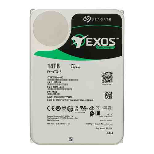 Жесткий диск HDD Seagate Original SATA-III 14Tb ST14000NM001G Exos X16 512E (7200rpm) 256Mb 3.5''