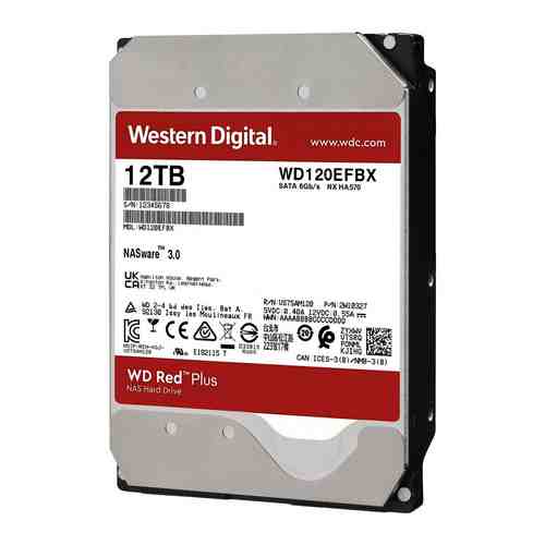 Жесткий диск HDD Western Digital Original SATA-III 12Tb WD120EFBX NAS Red Plus (7200rpm) 256Mb 3.5''