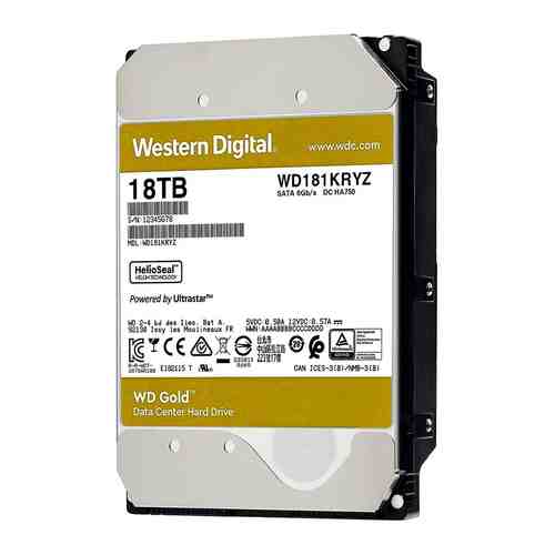 Жесткий диск HDD Western Digital Original SATA-III 18Tb WD181KRYZ Gold (7200rpm) 512Mb 3.5''