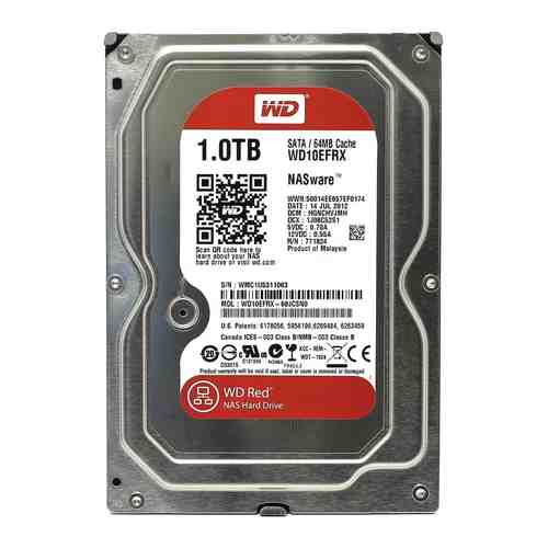 Жесткий диск HDD Western Digital Original SATA-III 1Tb WD10EFRX NAS Red (5400rpm) 64Mb 3.5''